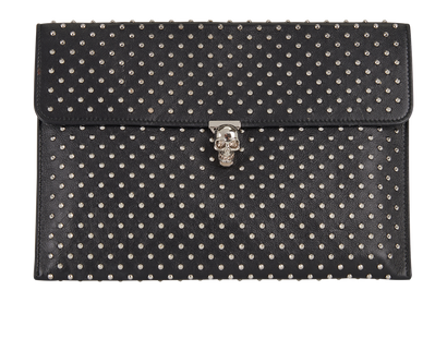 Studded Skull Clutch, &pound;260, Handbags, Black, Leather, Front view